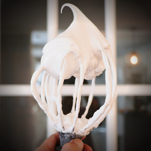 italian meringue with a whisk