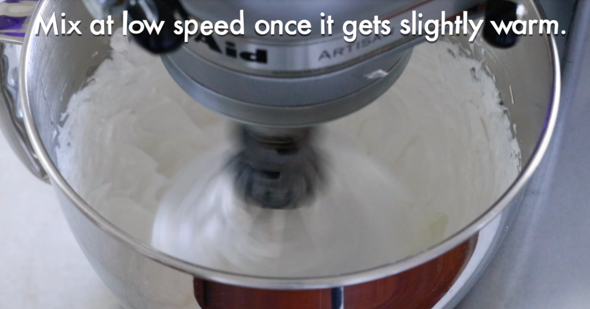 mixing Swiss meringue at low speed