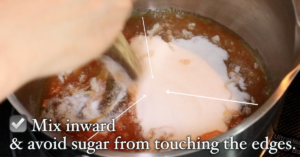 blending sugar and caramel in a pod