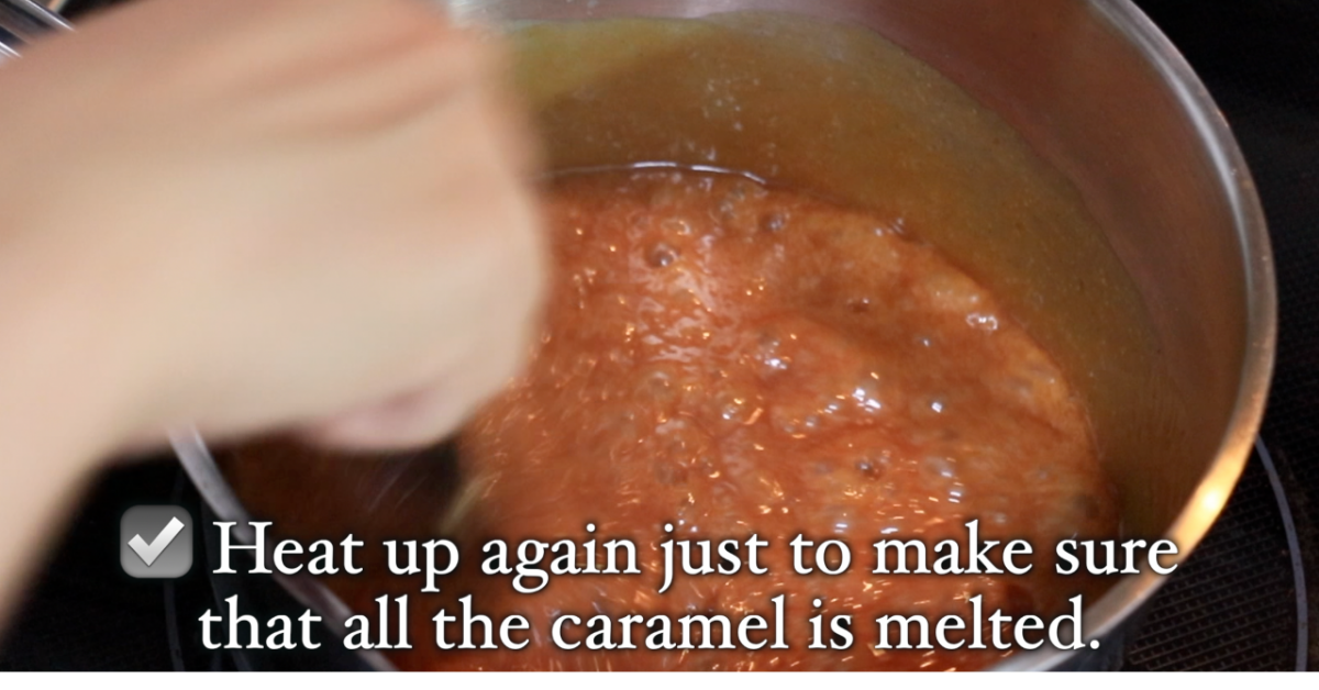 heating caramel sauce in a pod