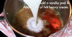 adding heavy cream in hot caramel