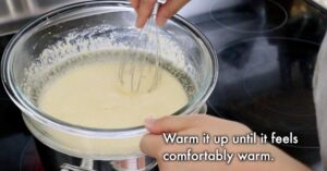warming up the whole egg mixture with a water bath