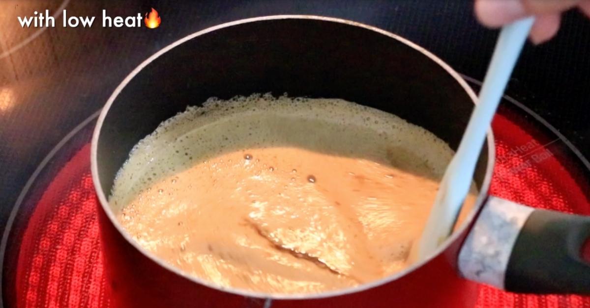 heating coffee anglaise sauce in a pod