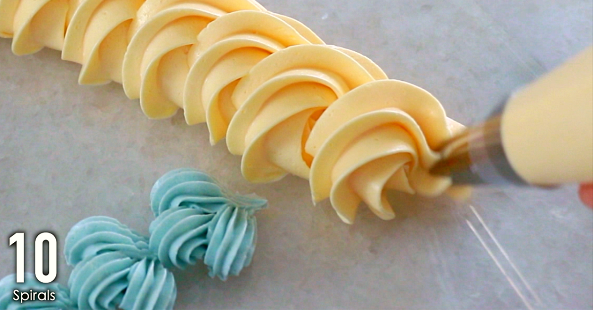 Orange buttercream decorations: spiral