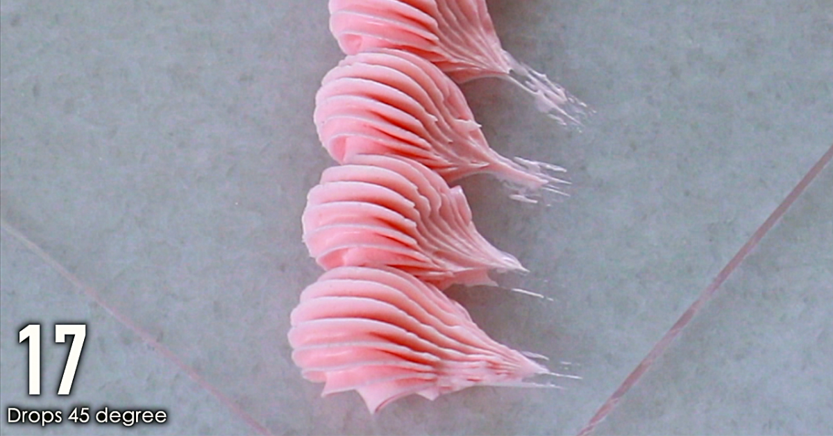 pink buttercream decorations, drops