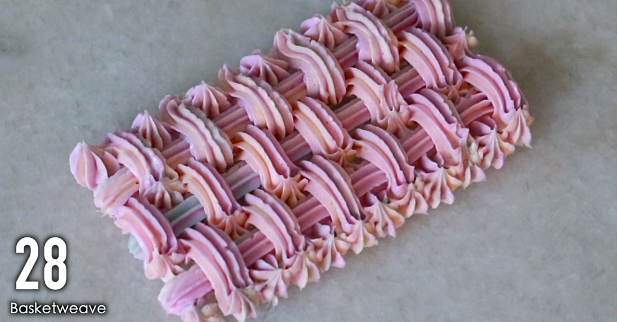 multi-color buttercream piping: basket weave