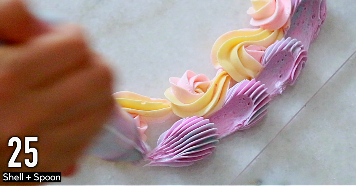 multi-color buttercream decorating: how to pipe drops with a spoon
