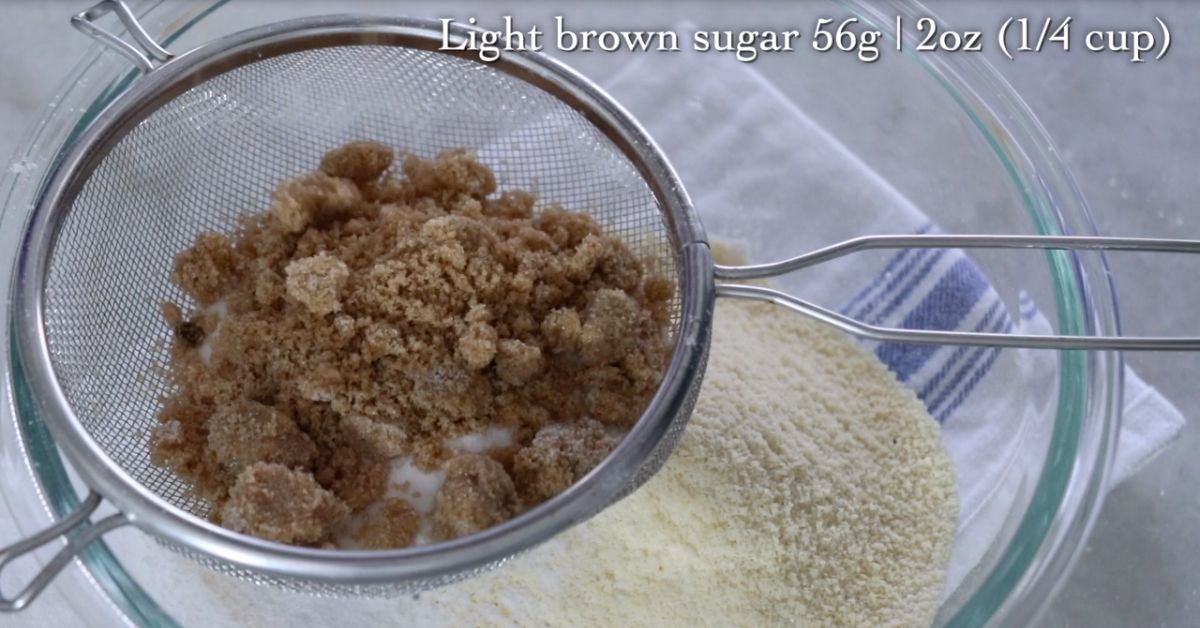 sifting brown sugar