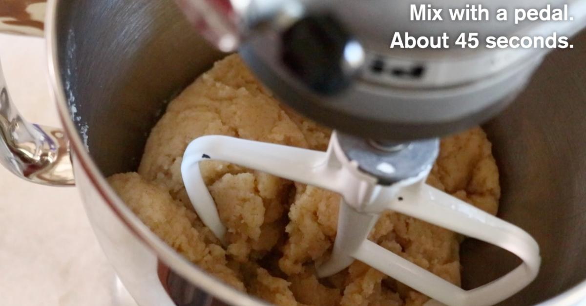 mixing choux pastry dough with a stand mixer
