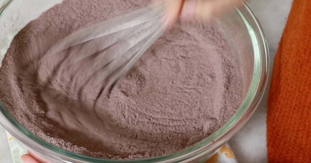 mixing all the dried ingredients with a whisk