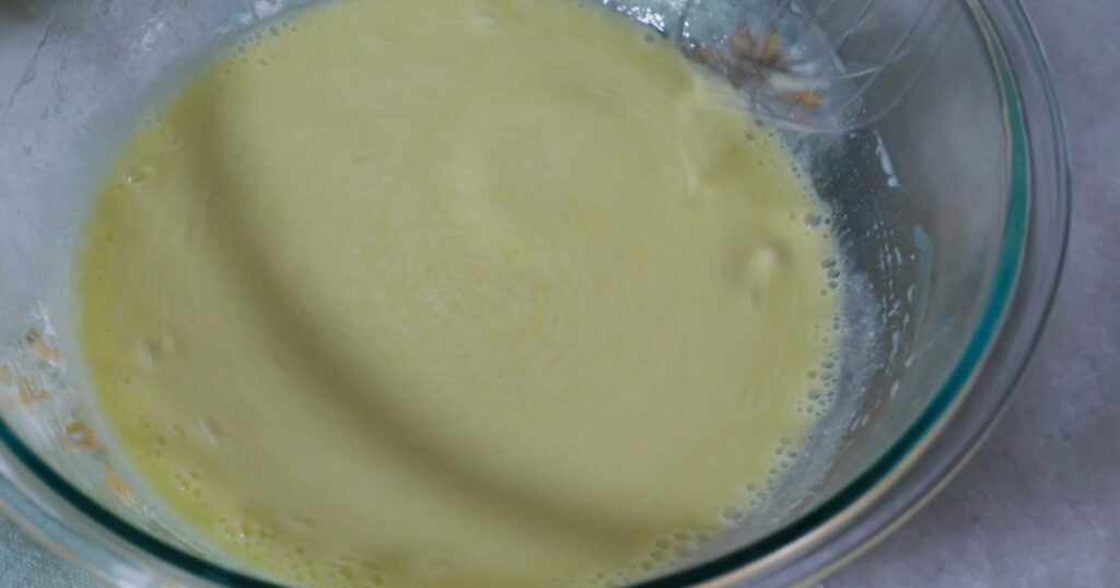 mixed wet ingredients for chocolate cake