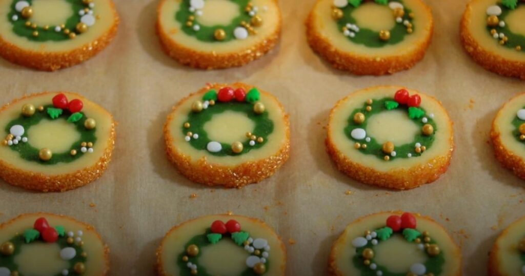 decorated sliced wreath cookie dough