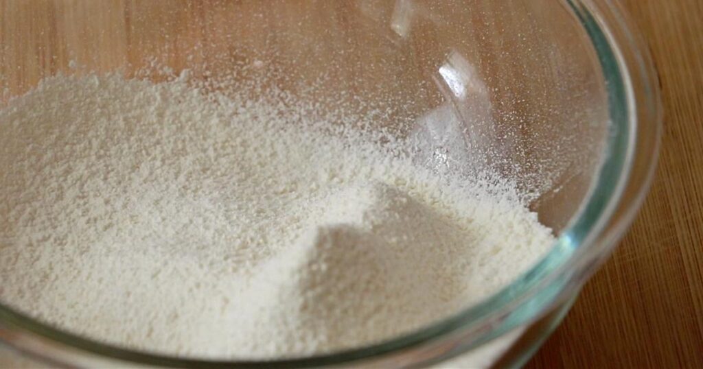 sifted flour to make lemon madeleines