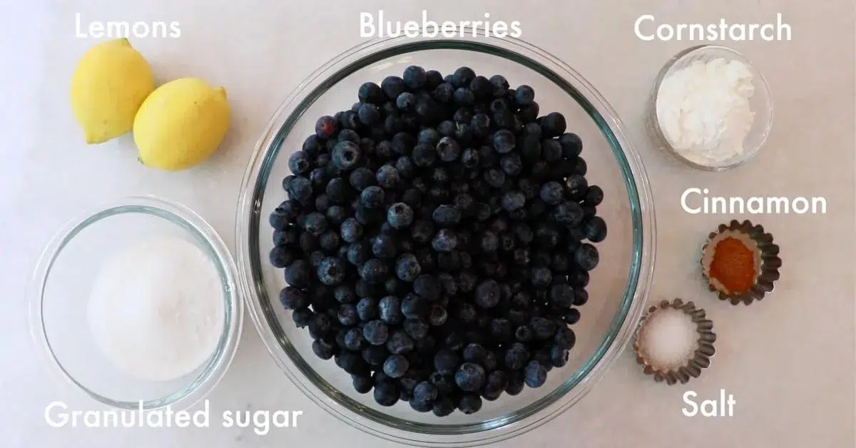 ingredients to make blueberry pie filling