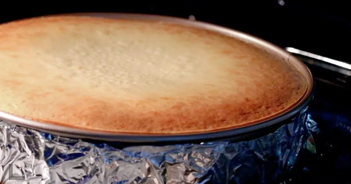 baked cheesecake in the oven
