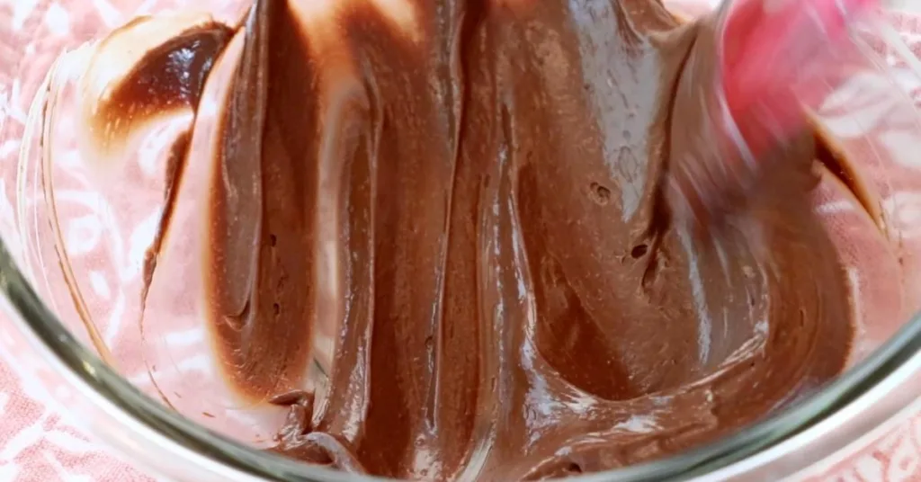 chocolate ganache in a bowl to make chocolate mousse