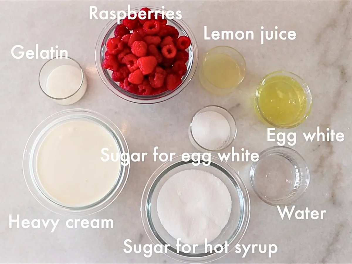 ingredients to make raspberry mousse