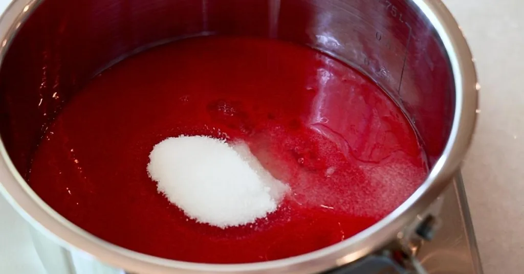pureed raspberries, sugar, and lemon juice in a pot