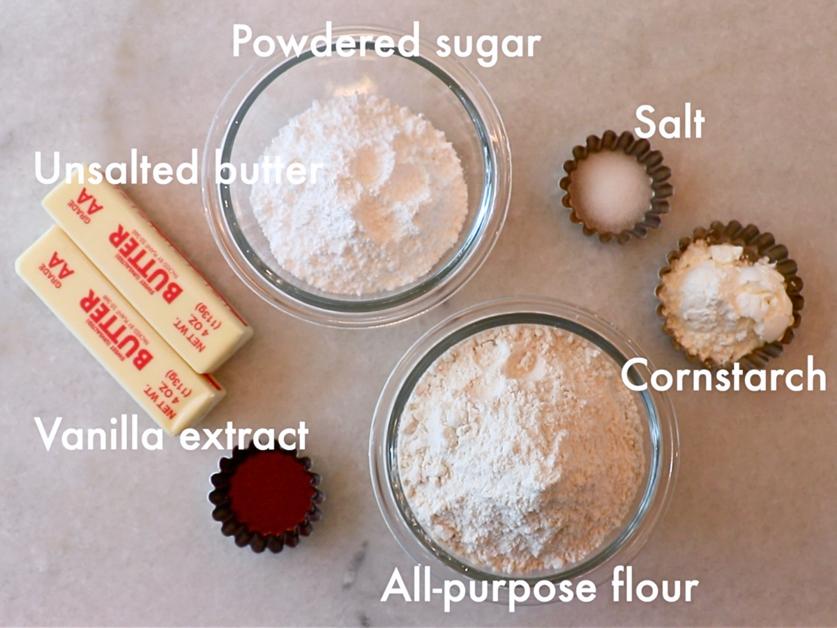 ingredients to make shortbread cookies