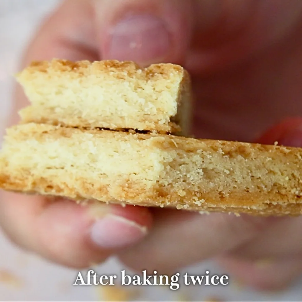 the texture of pressed shortbread cookies after baking twice