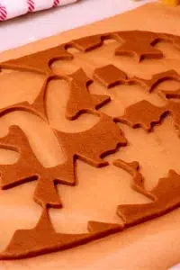 cut-out gingerbread cookie dough