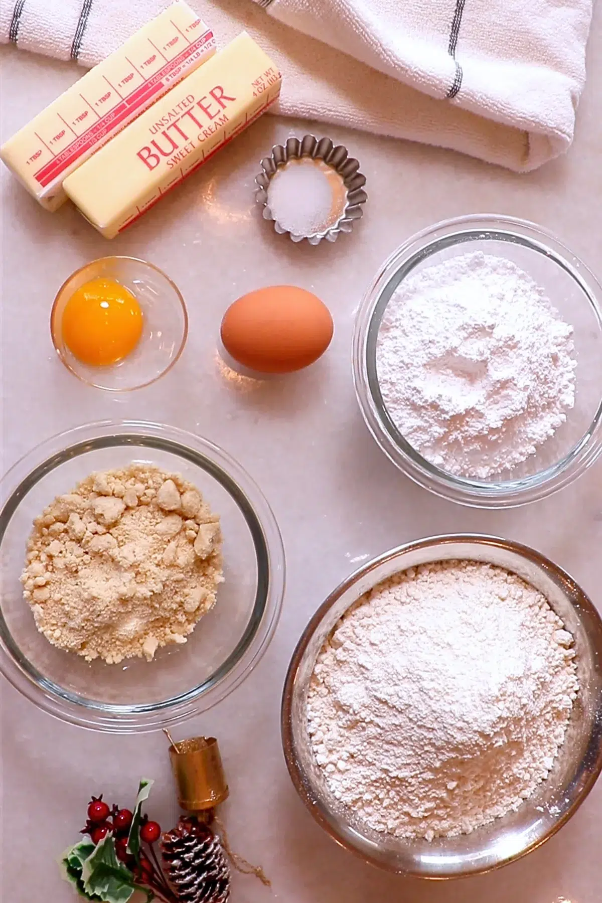 ingredients to make slice-and-bake Christmas cookies