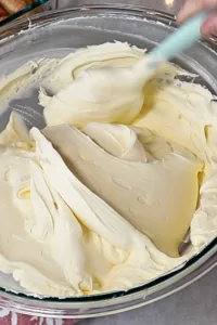 fluffy mascarpone cream in a bowl for Tiramisu
